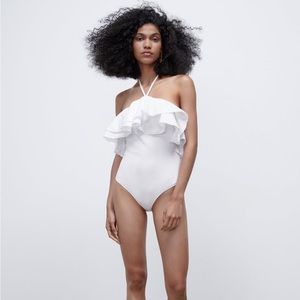 Zara ruffled rib bodysuit